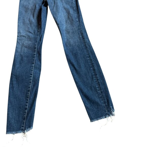 Good American Good Legs Skinny Jeans Frayed Hem Dark Blue Stretch Size 00 24 - Picture 5 of 11